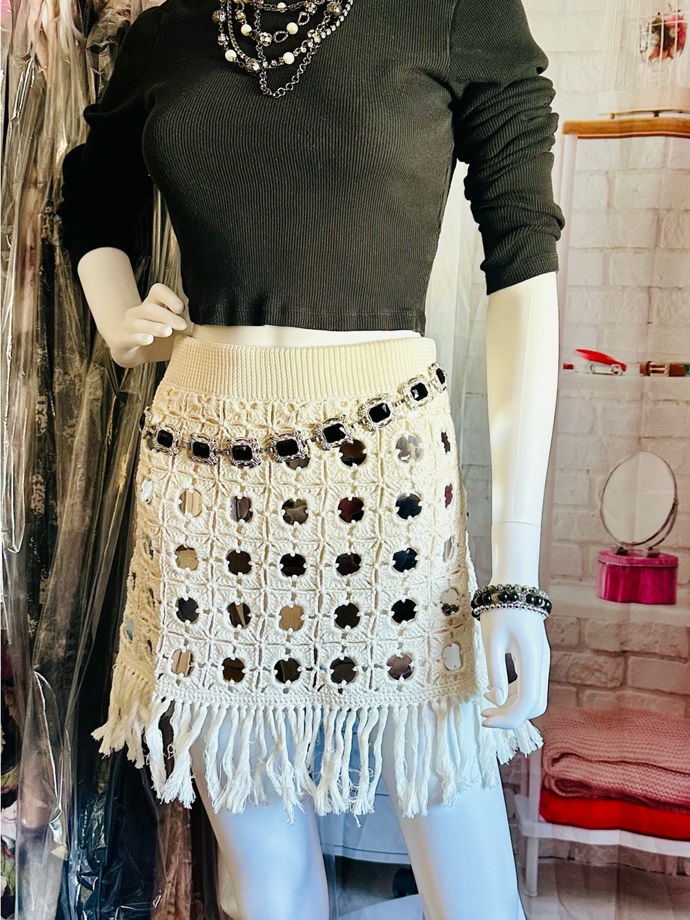 Le Superbe Gypset Crochet Mirrored Mini Skirt - Picture 13 of 13